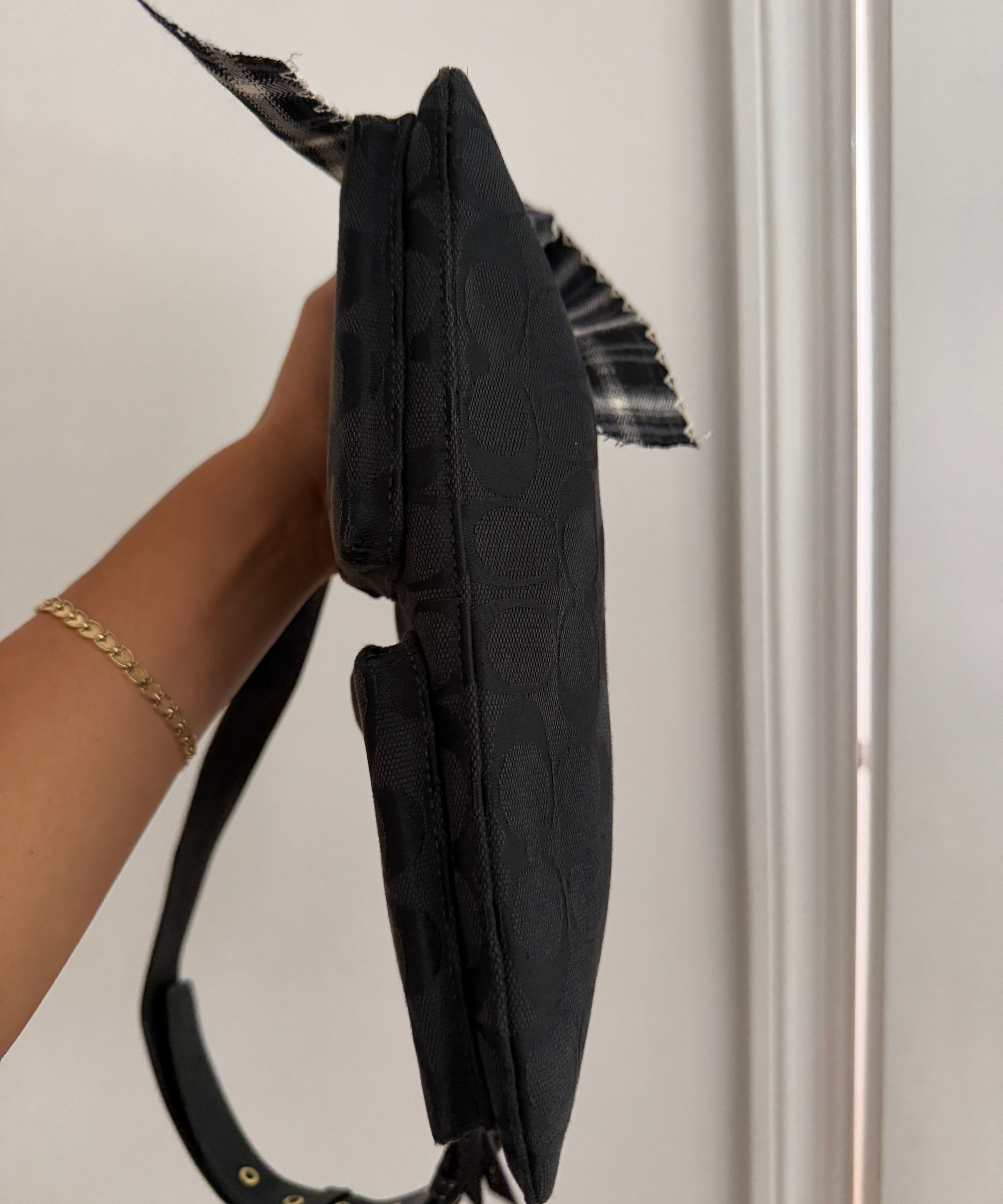 Black Coach Double Pocket Shoulder Bag