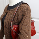 Burgundy Coach Patent Mini Bag