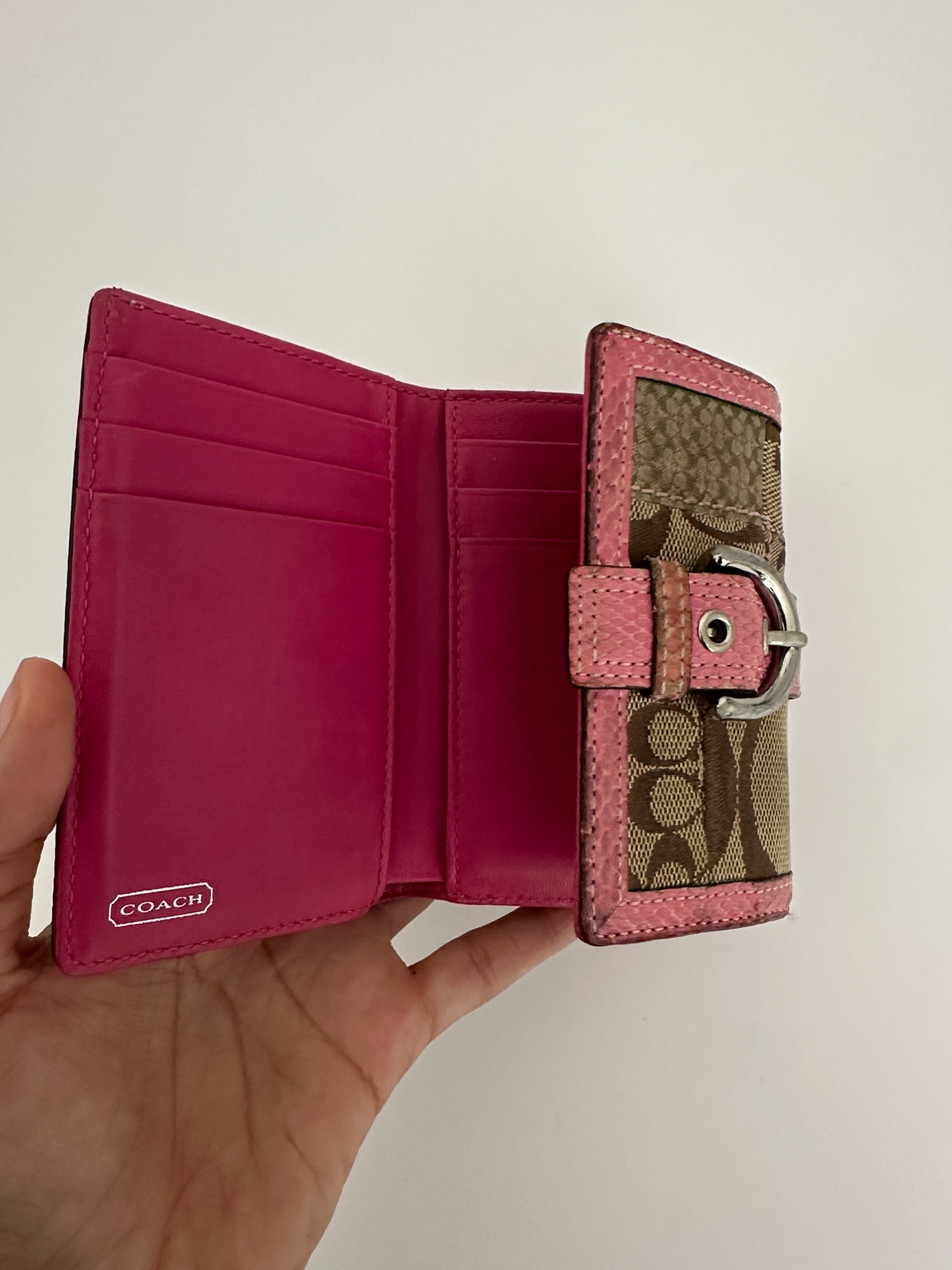 Coach Pink Python Print Soho Wallet