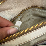 White Prada Cervo Antik Shopping Bag