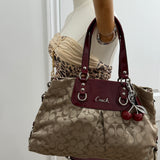 Coach Burgundy Signature Ashley Carry-All Bag