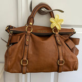 Miu Miu Tan Vitello Lux 2-Way Leather Hand Bag
