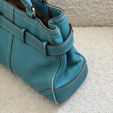 Coach Teal Leather Hamptons Carry-All Bag