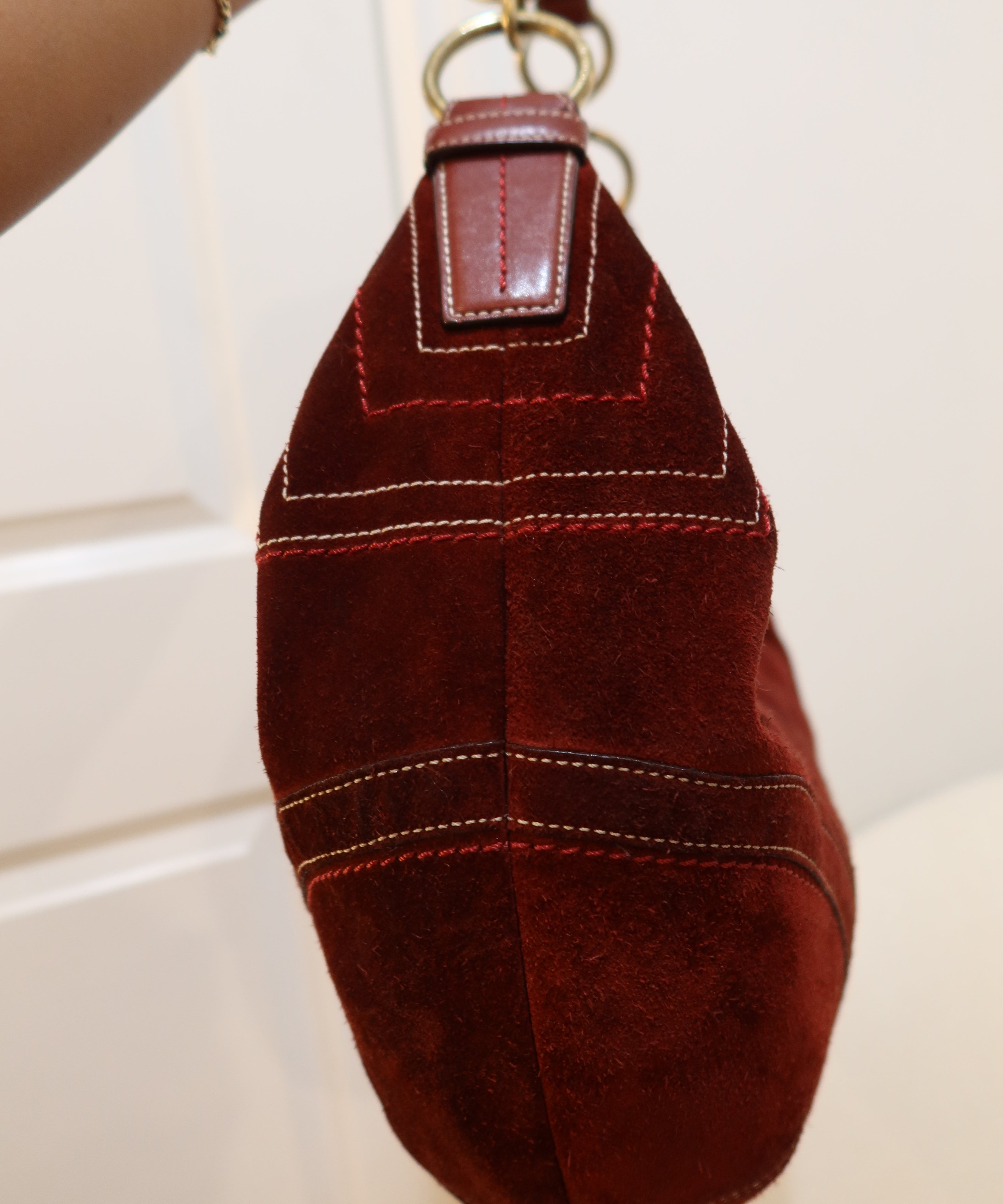 Coach Red XL Suede Hobo Bag