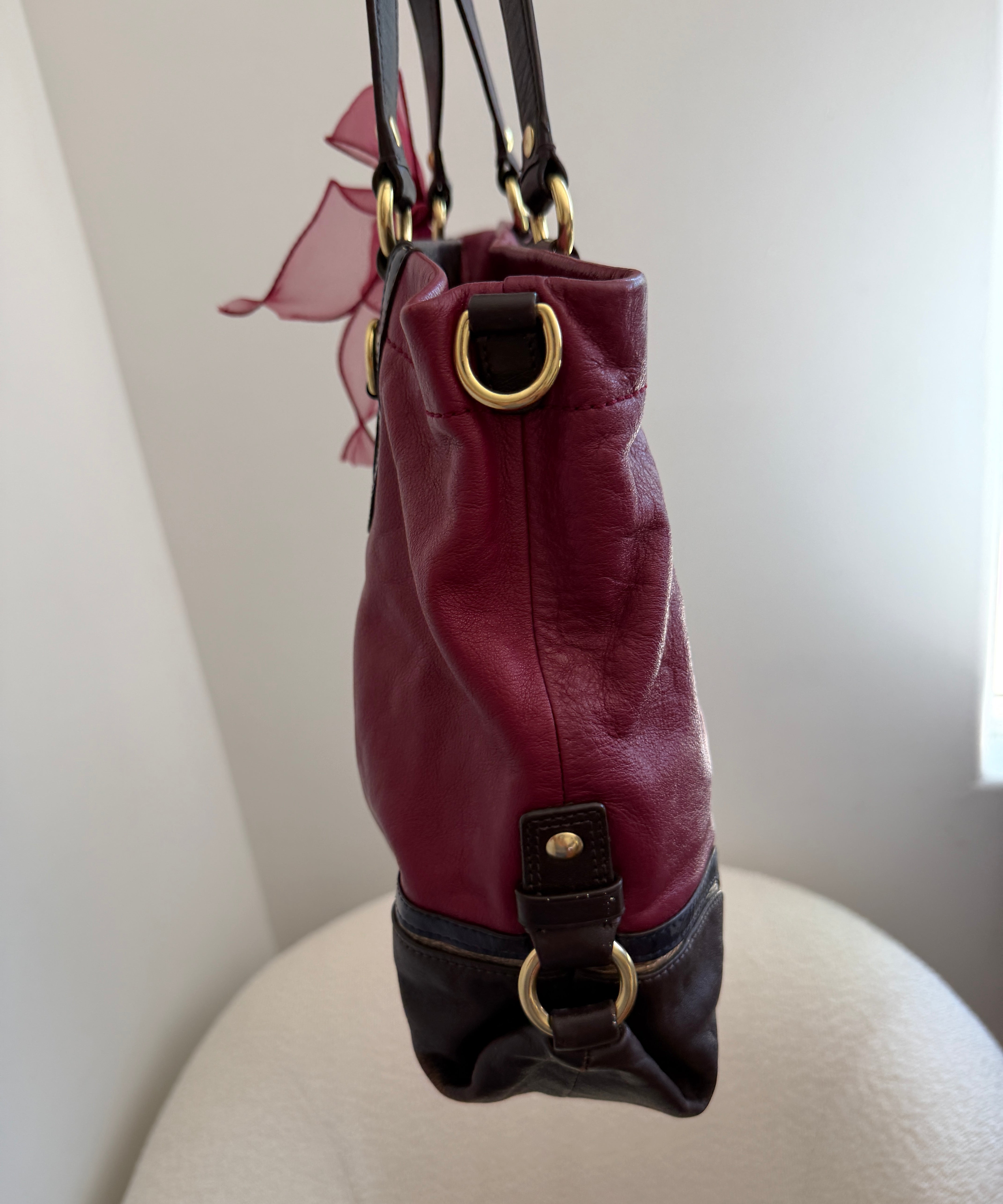 Coach Red Leather Ashley Carry-All Bag