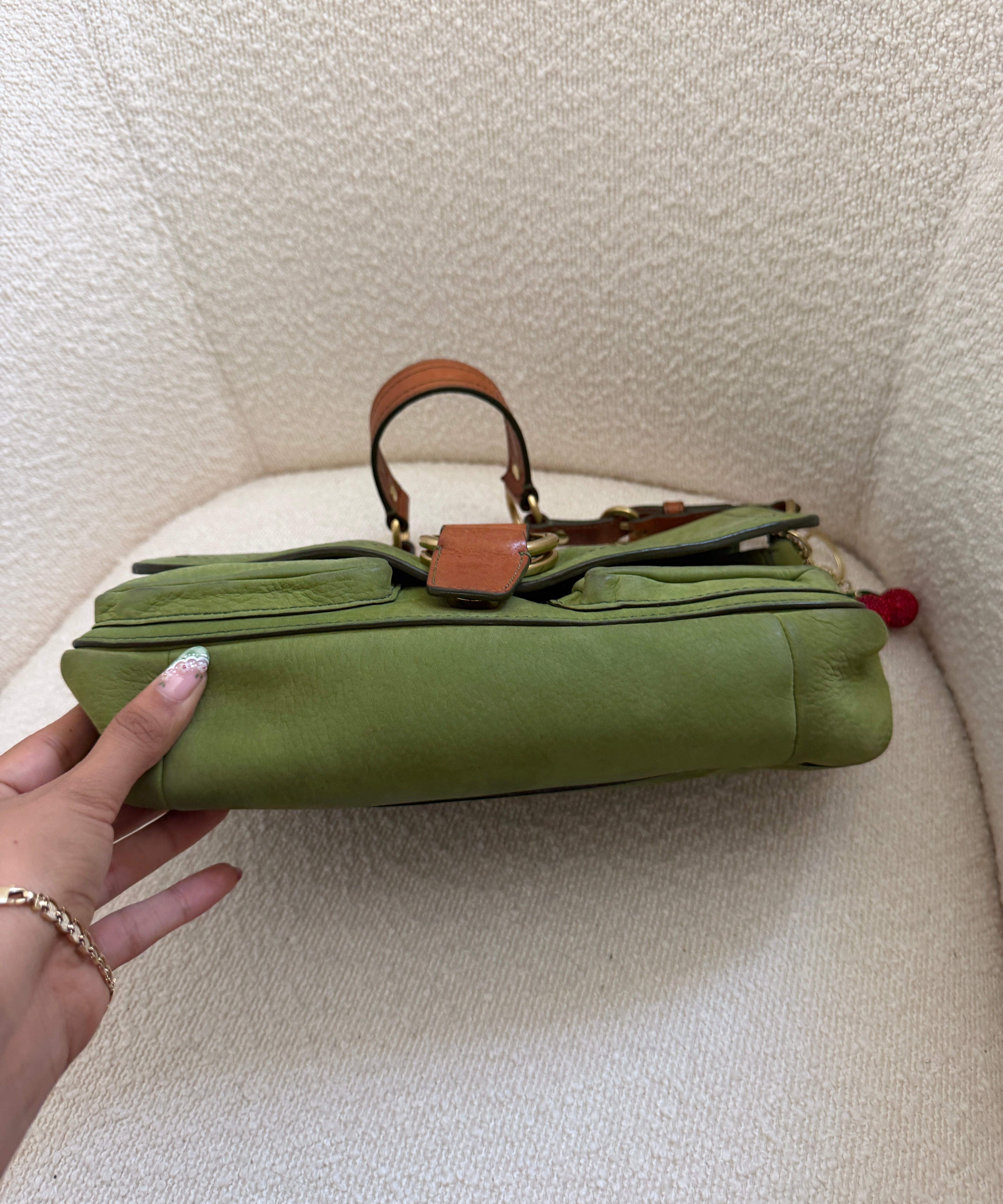 Coach Green Nubuc Leather Chelsea Shoulder Bag