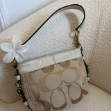 Beige Signature Coach Mini Zoe Bag