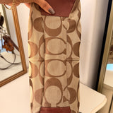Coach Brown Signature Snakeskin Trim Tote Bag