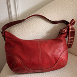 Coach Red Leather Hobo Bag