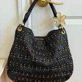 Miu Miu Black Studded Quilted Hobo Bag