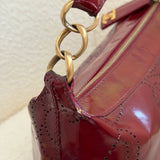 Chanel 2003 Camellia Perforated Patent Red Shoulder Bag