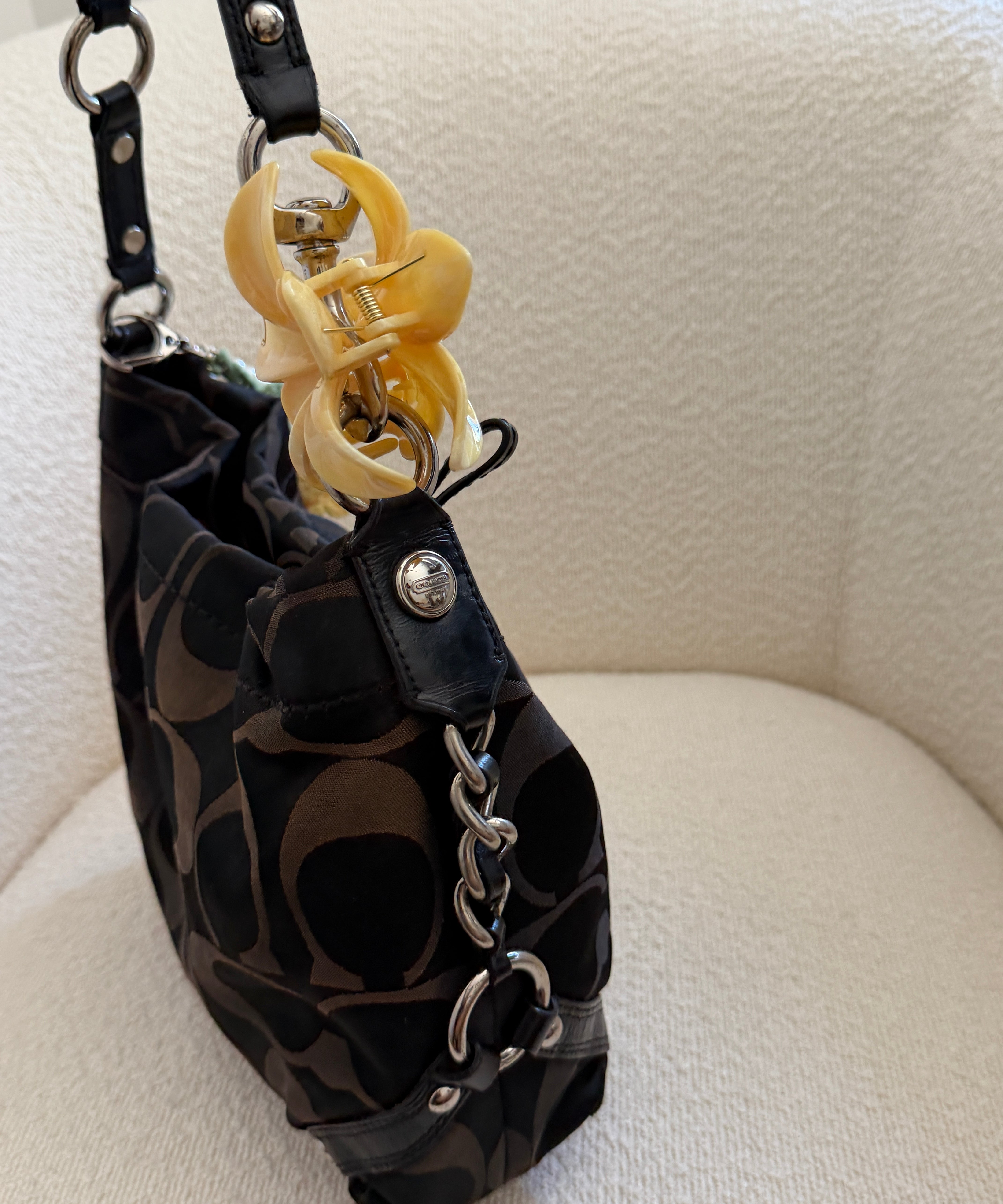 Coach Black Signature Medium Carly Bag