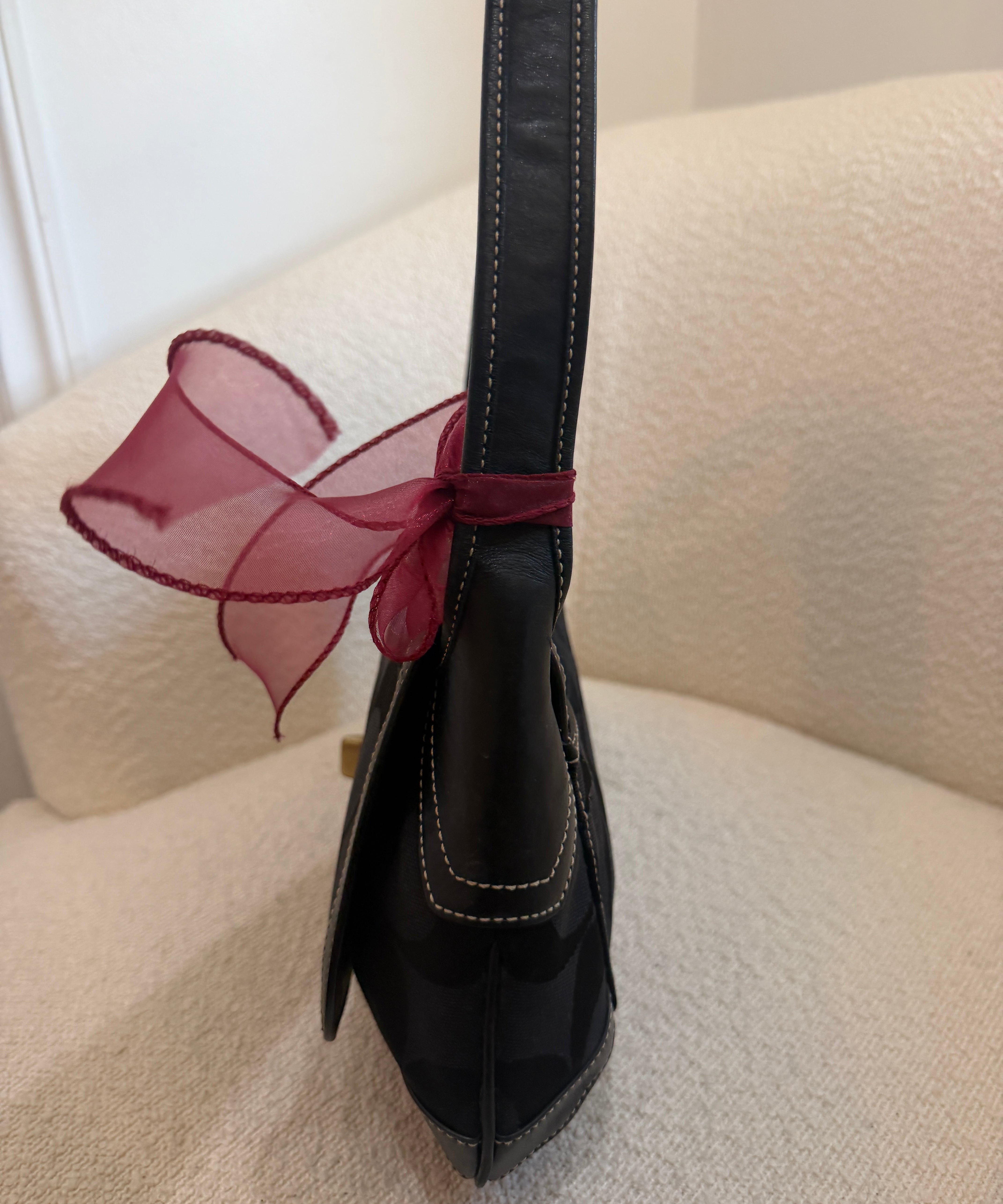 Coach Black Signature Turnlock Ergo Flap Bag