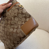 Tan Coach Signature Tote Bag