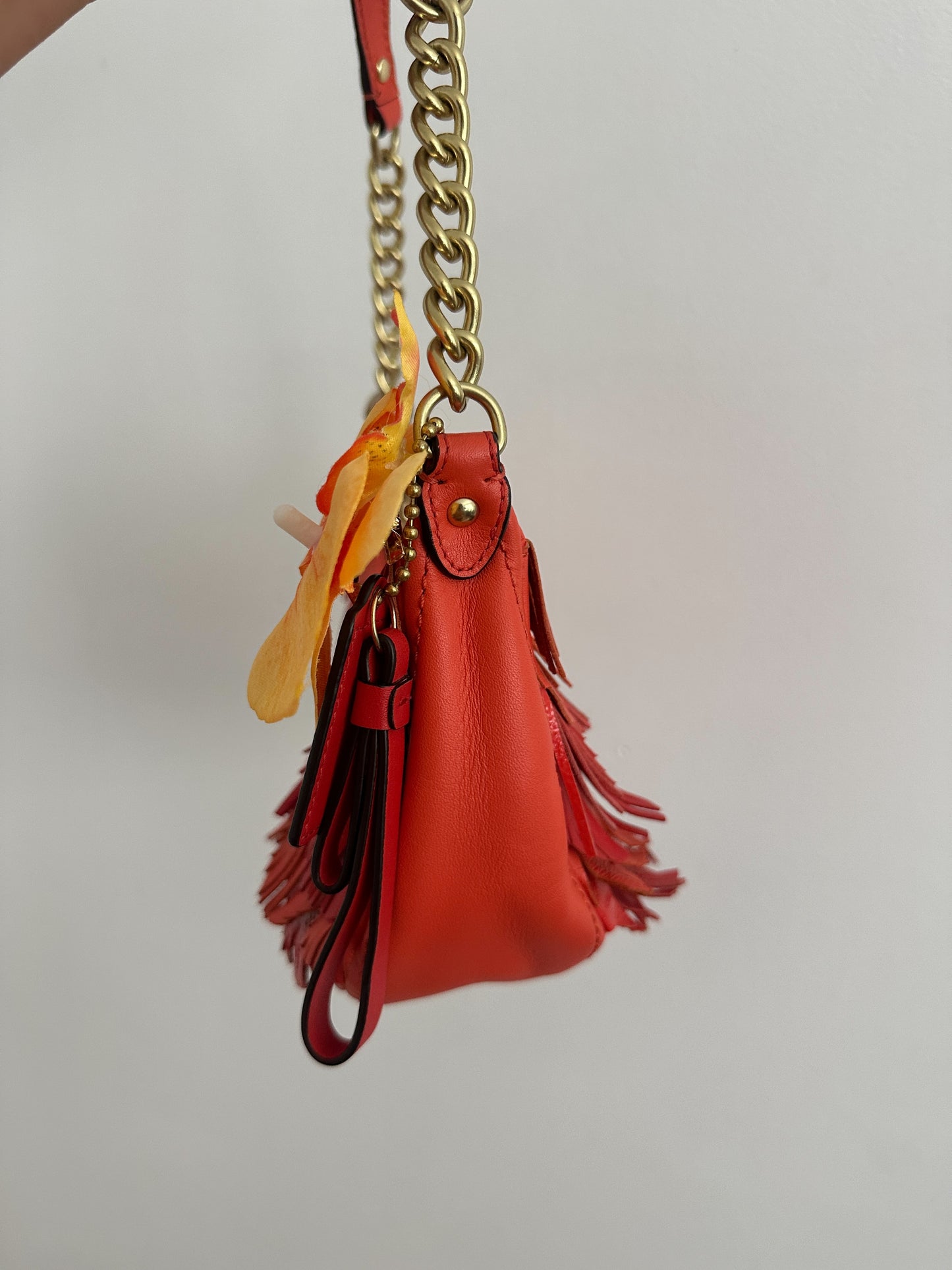 Rare Coach Orange Fringe Shoulder Bag