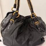 Black Nylon Prada with Gold Chain