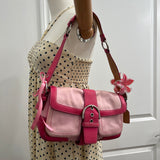 Rare Coach Soho Pink Double Pocket Shoulder Bag
