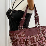 Coach Maroon Signature Tote Bag