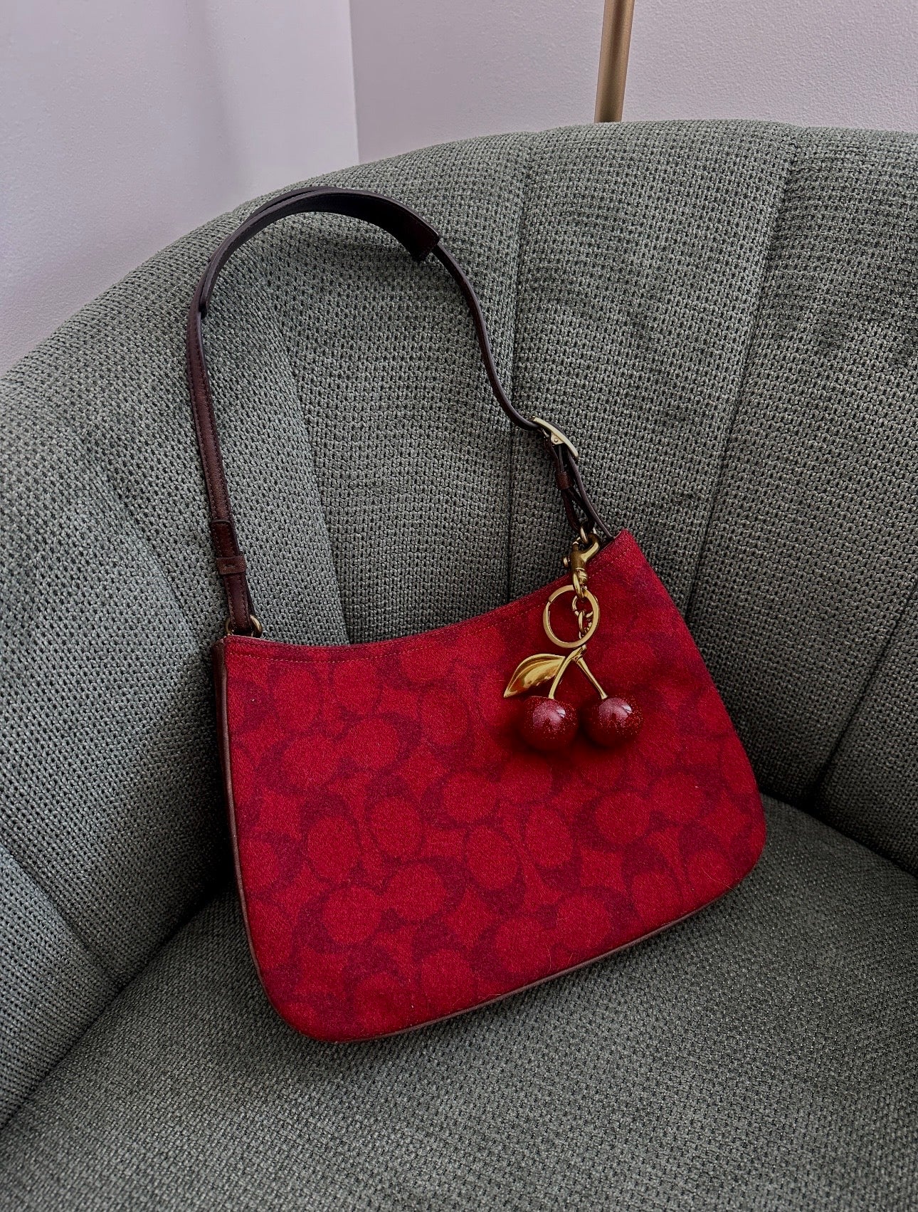 Coach Red Tweed Monogram Bag