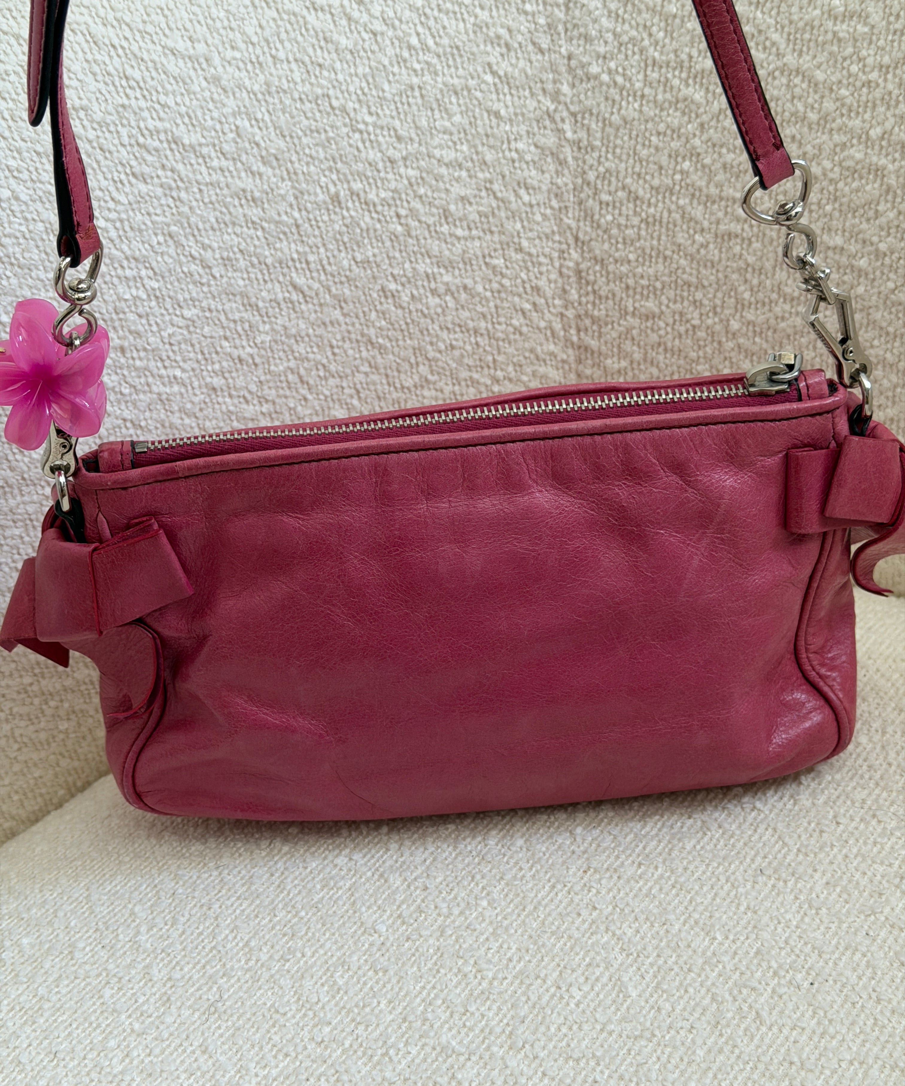 Miu Miu Mauve Hot Pink Lux Bow Leather Pochette