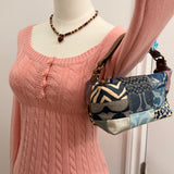 Rare Denim Coach Patchwork Signature Top Handle Pochette