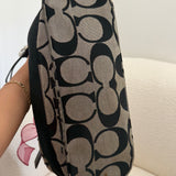 Black Signature Coach Stripe Shoulder Bag
