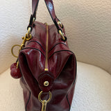 Coach Burgundy Patent Leather Ashley Shoulder Bag
