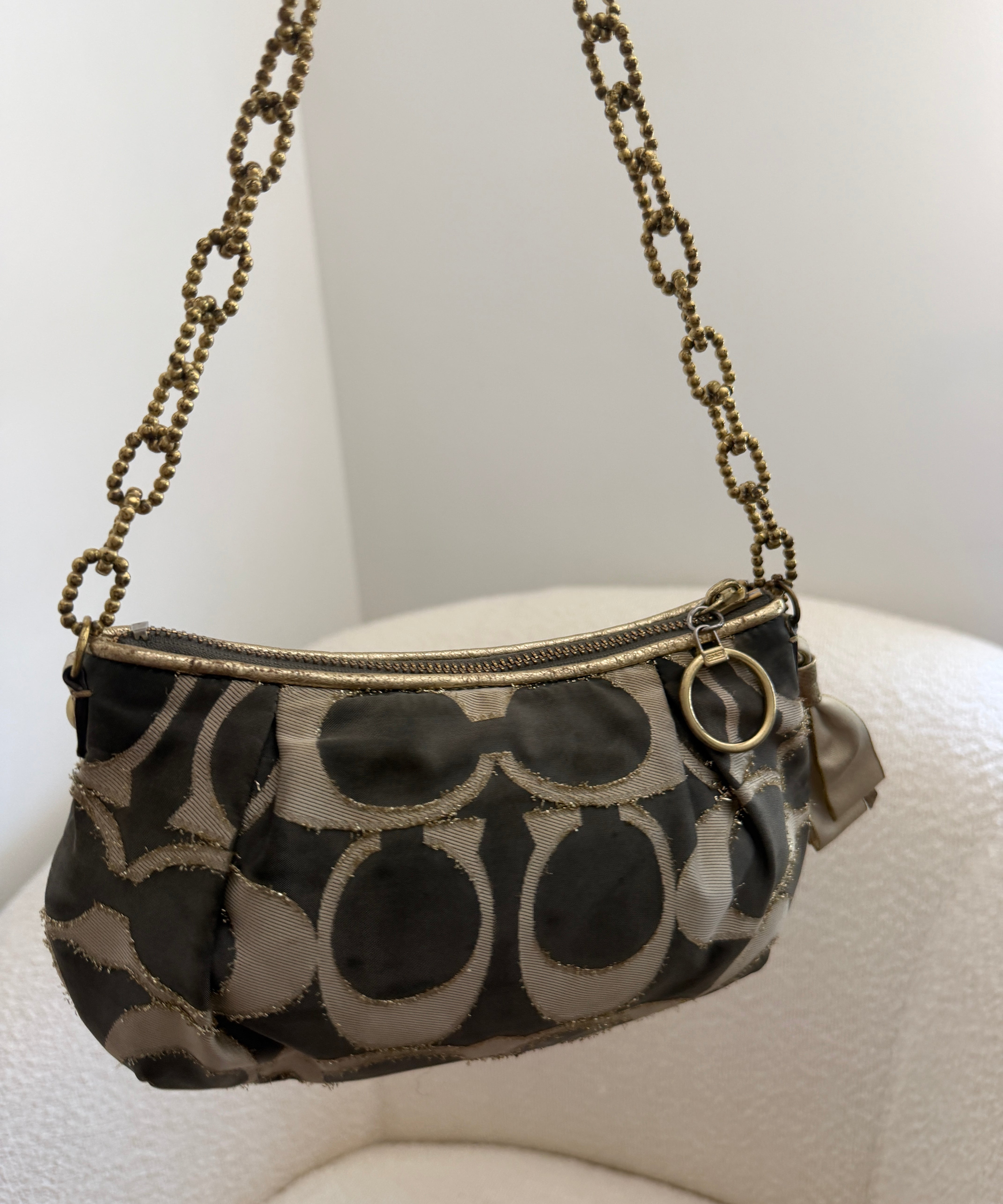 Rare Coach Navy Optic Lurex Clipped Shoulder Bag