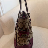 Coach Purple Suede Trim Signature Gallery Tote Bag