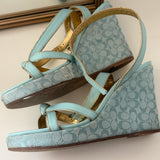 Coach Blue Peep-Toe Cathleen Wedges (7)