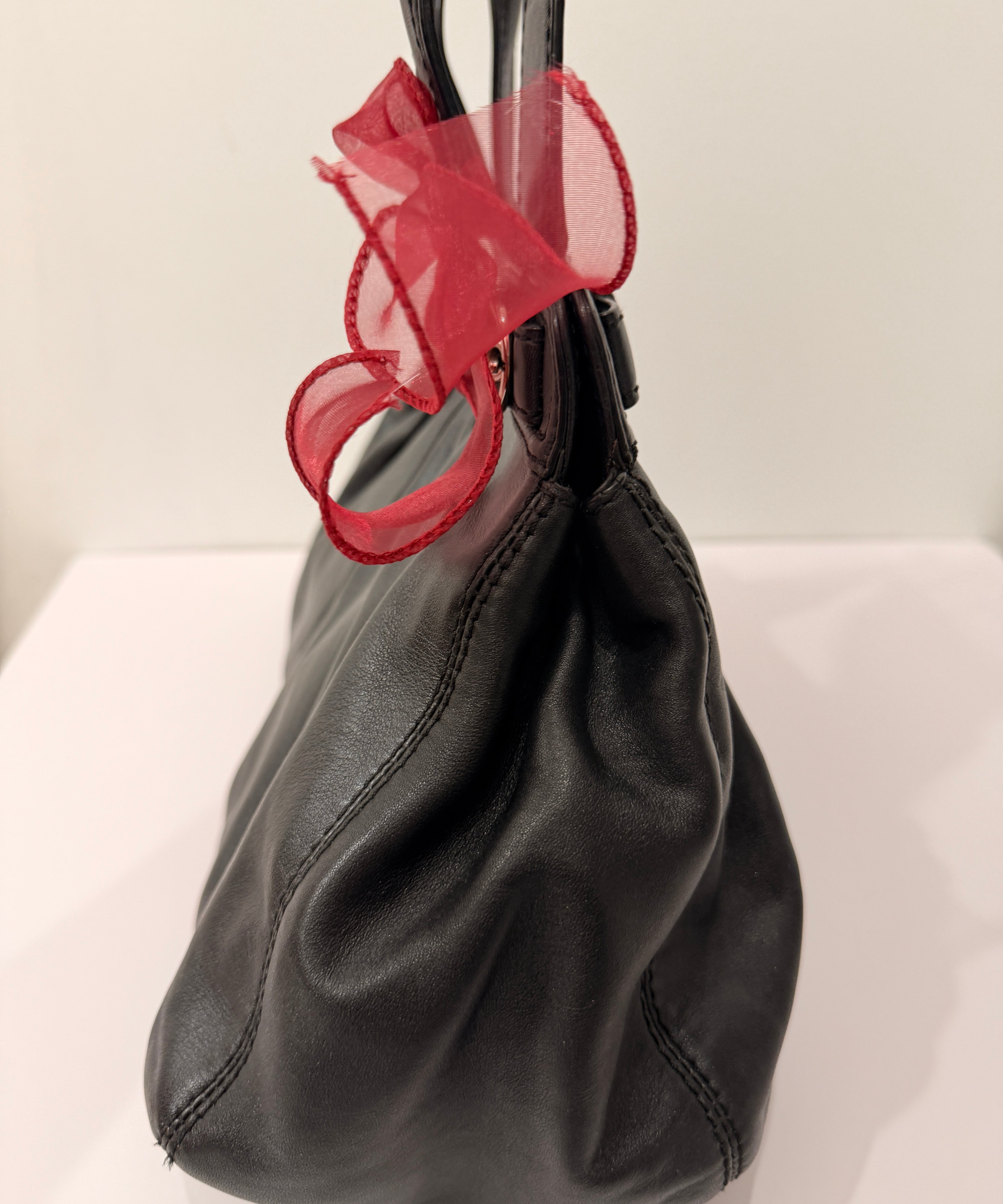 Black Leather Coach Garnett Turnlock Bag