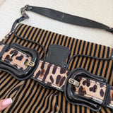 Fendi Velvet Striped B Bis Shoulder Bag