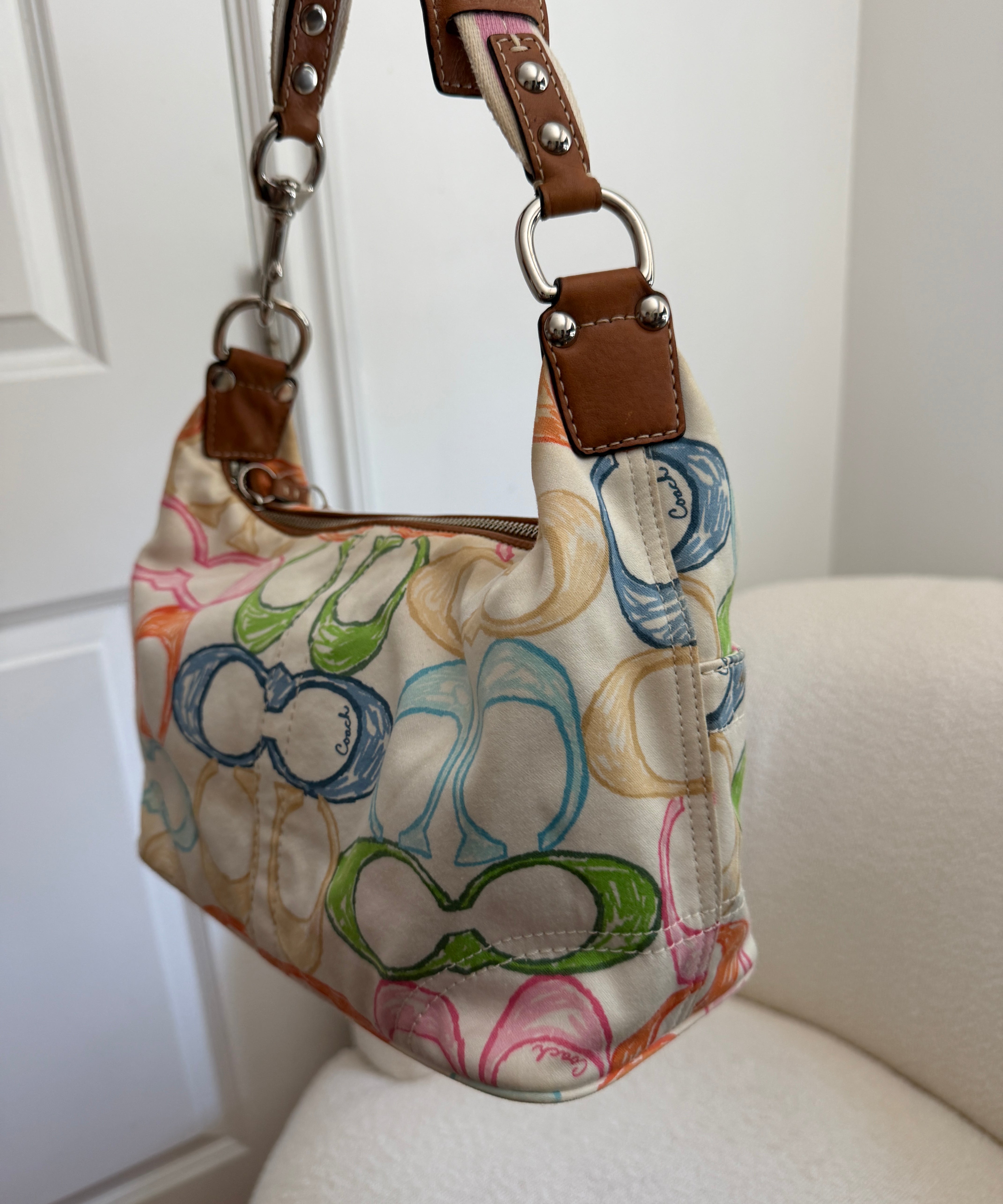 Coach Scribble Optic Signature Hobo Shoulder Bag