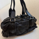 Archive Miu Miu Black Studded Flower Shoulder Bag