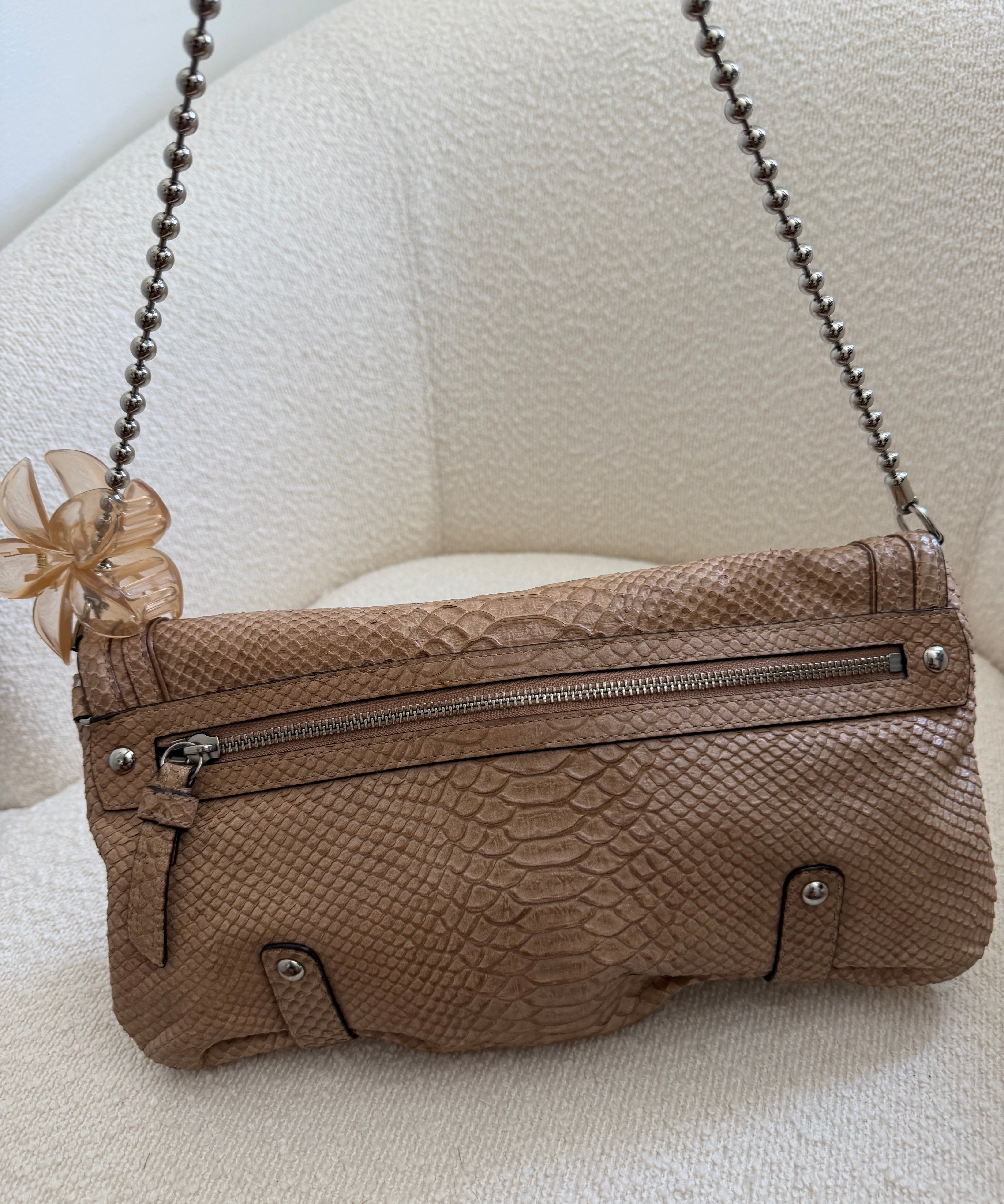 Rare Coach Snakeskin Turnlock Chain Shoulder Bag