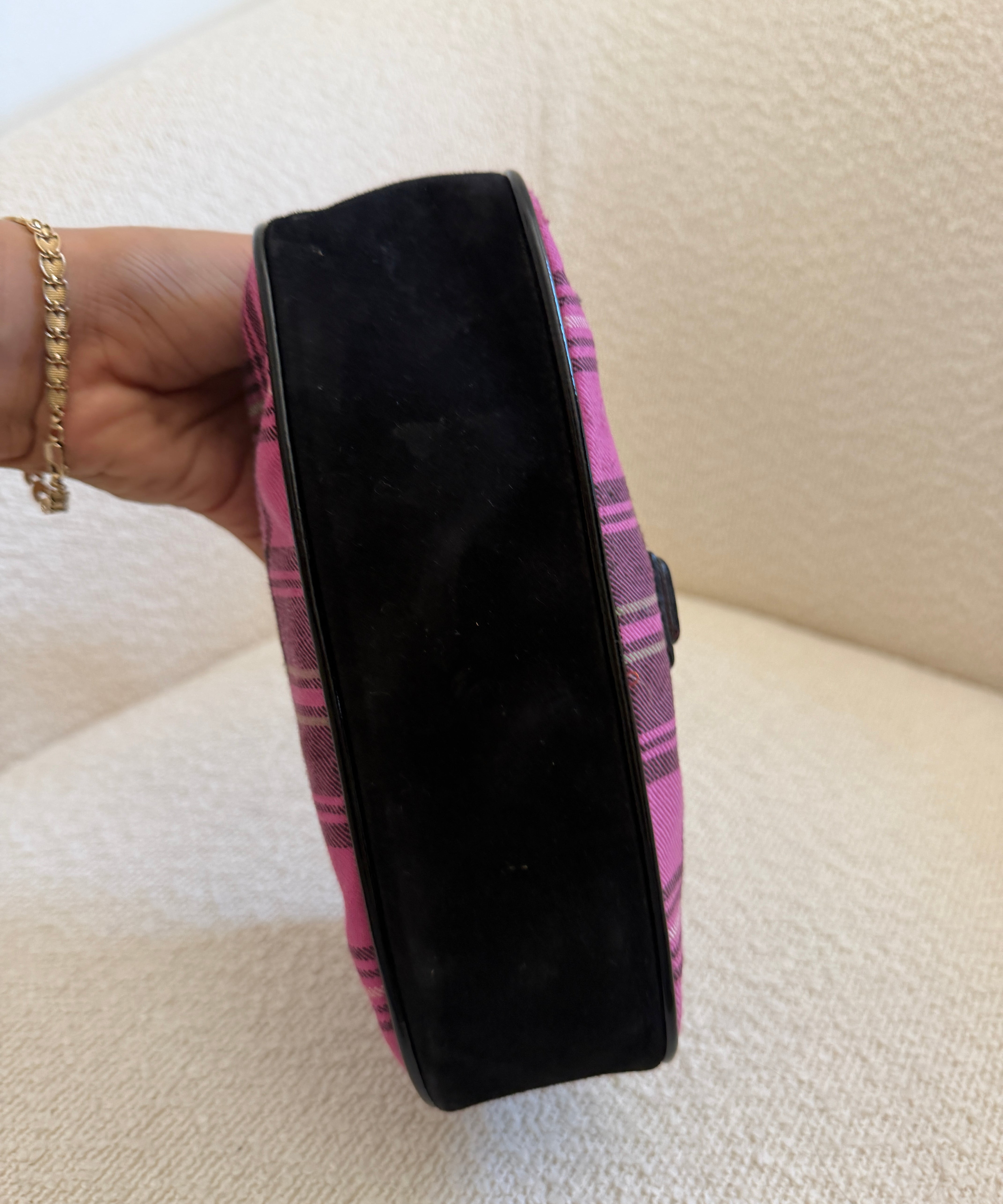Rare Coach Pink Plaid Demi Hamptons Buckle Bag