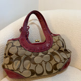 Coach Red Trim Canvas Ergo Kisslock Bag
