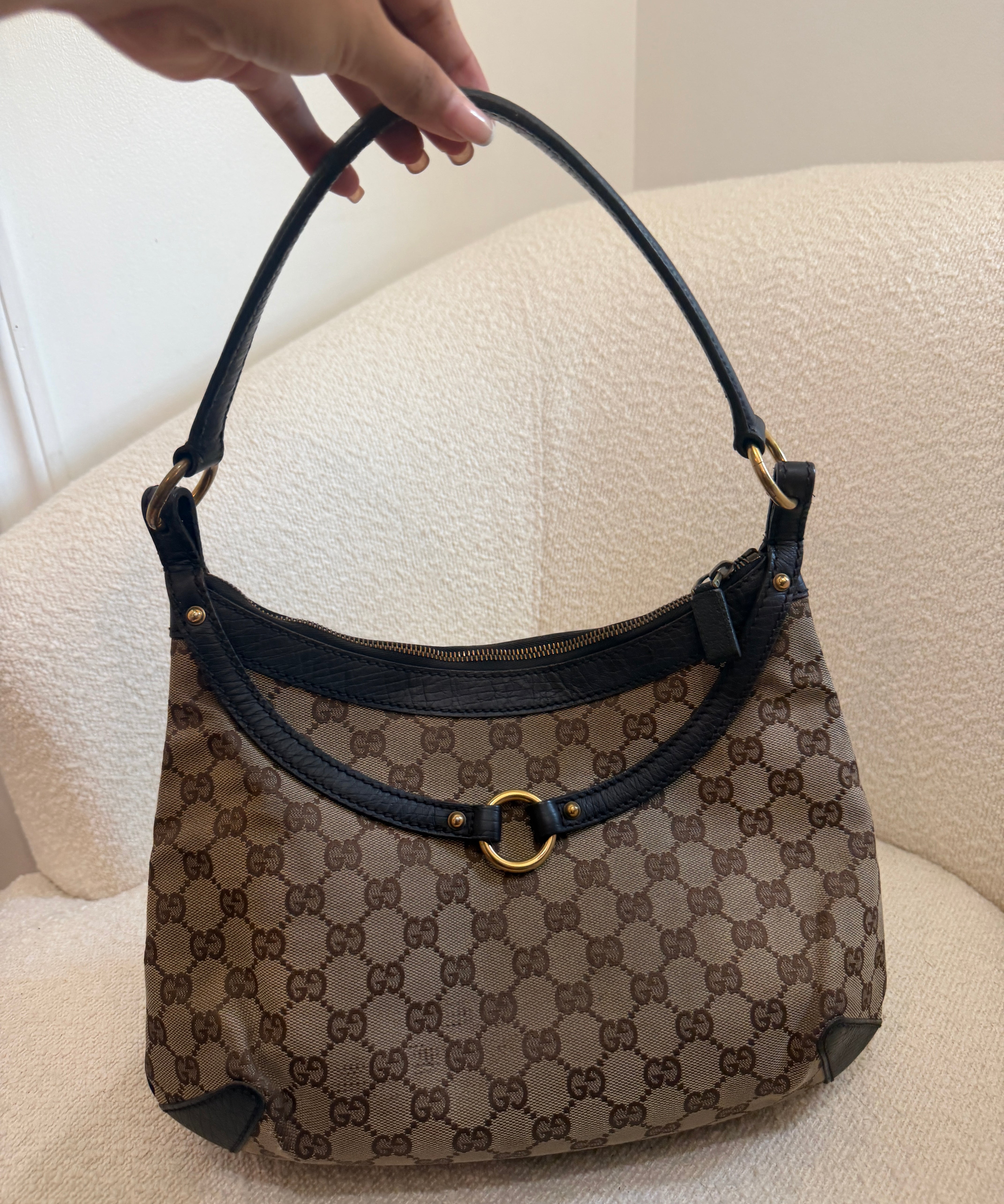 Brown Gucci Horsebit Shoulder Bag