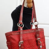 Coach Red Signature Tote Bag