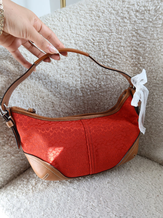 (New) Rare Coach Red Signature Mini Hobo Bag