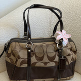 Coach Brown Stripe Signature Satchel Bag