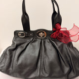 Black Leather Coach Garnett Turnlock Bag