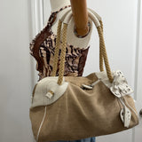 Beige Archive Miu Miu Black Studded Flower Shoulder Bag