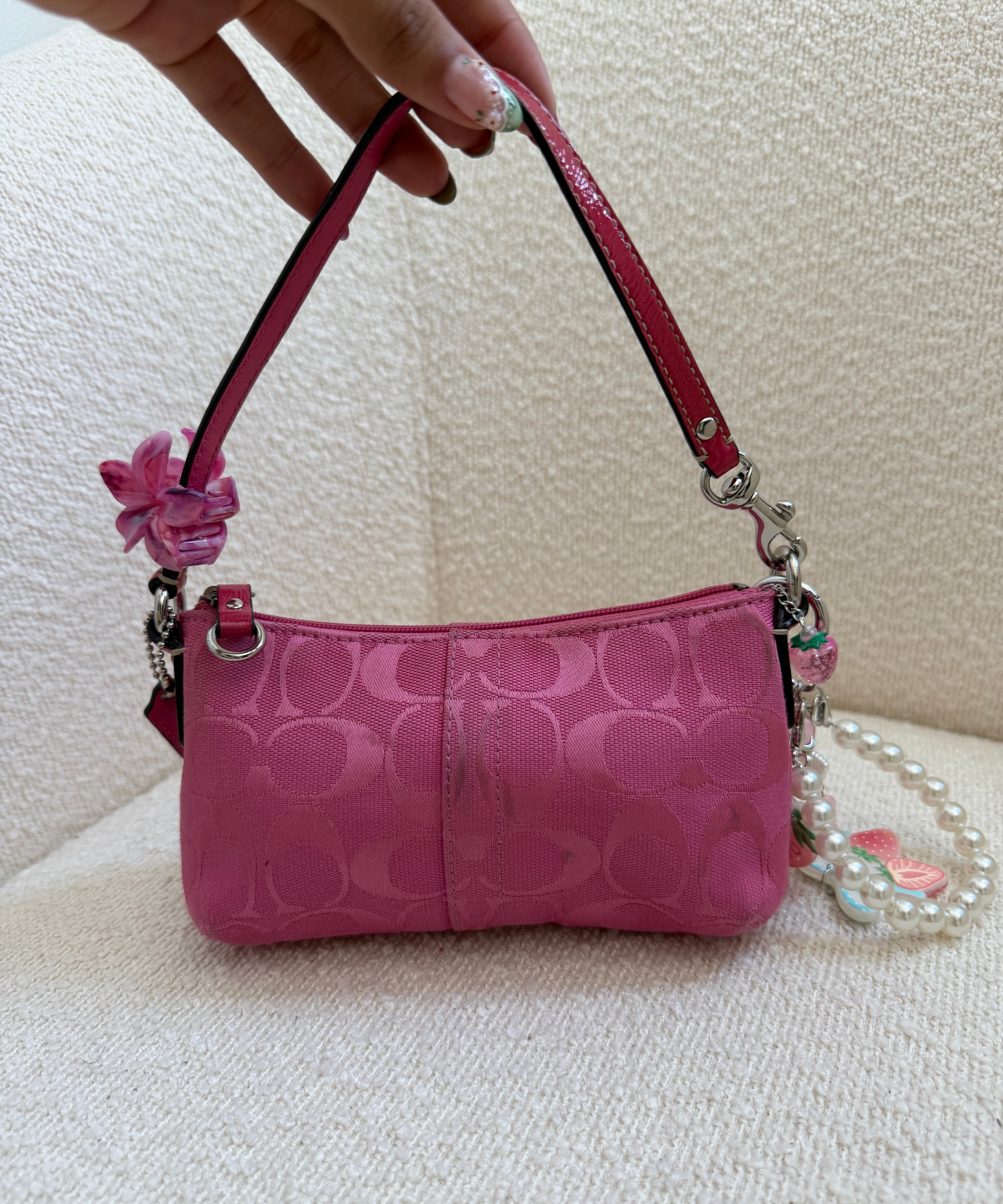 Coach Pink Signature Pochette Bag