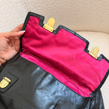 Coach Poppy Black Leather Pushlock Satchel Bag