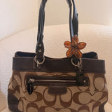 Coach Brown Trim Signature Tote Bag