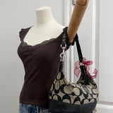 Black Signature Coach Stripe Shoulder Bag