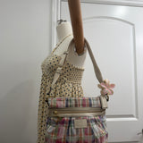 Coach Plaid Madras Poppy Medium Shoulder Bag