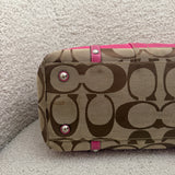 Coach Pink Stripe Signature Boston Bag