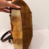 Coach Suede Patchwork Pleated Hobo Bag